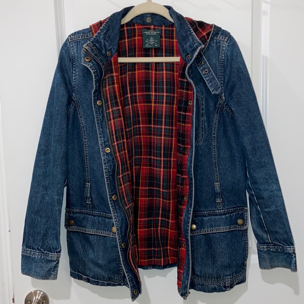 Women’s SZ L Vintage Ralph Lauren Jean and Plaid Coat
